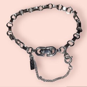 Vintage Monet open link and charm bracelet with safety chain signed clasp